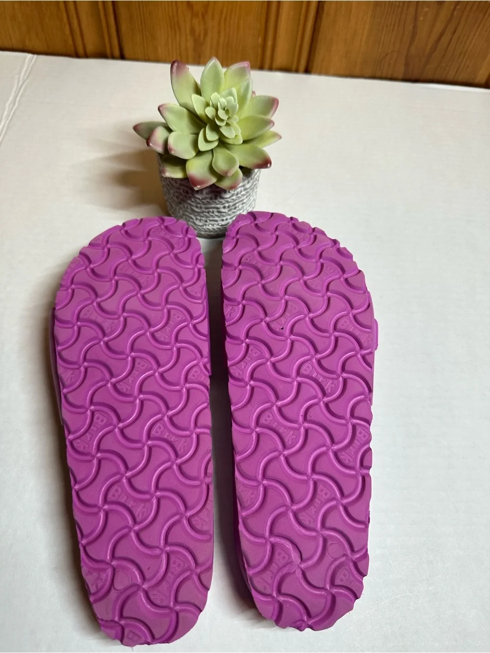 Birkenstock Kids Purple EVA Slide Sandals with White Buckles